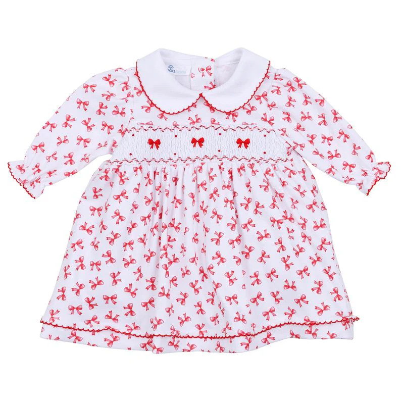 Magnolia Baby Scarlett Bows Smocked Collared Dress Set | JoJo Mommy