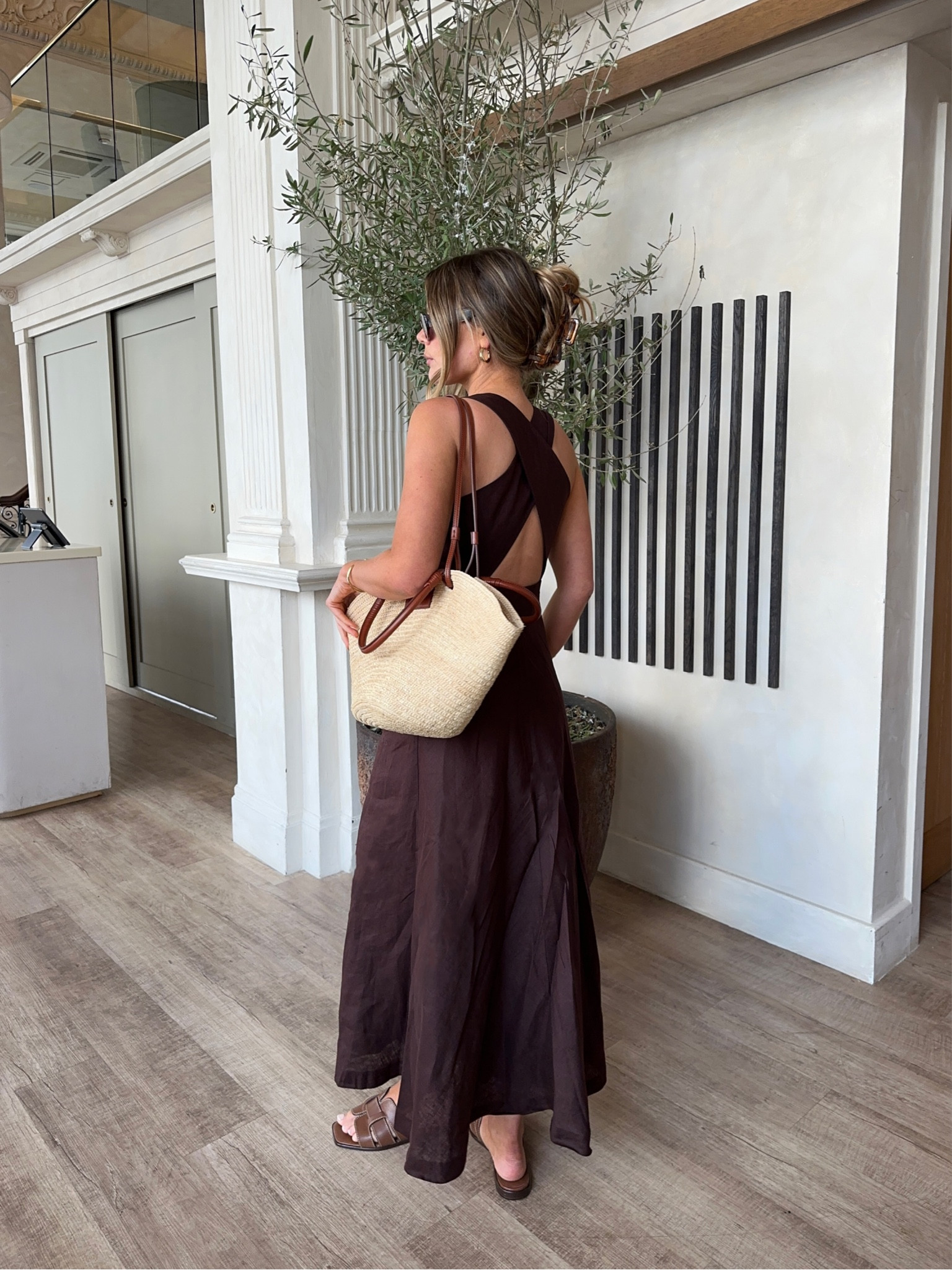 Summer dress, brown dress, cross back dress, chic outfit. 

#LTKstyletip #LTKeurope #LTKsummer