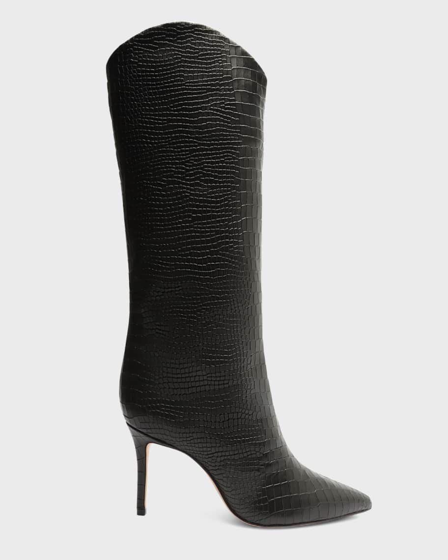 Schutz Maryana Snake-Print Leather Knee Boots | Neiman Marcus