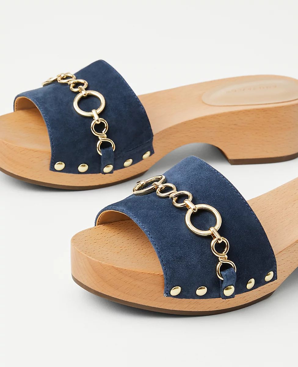 Chain Leather Clog Slides | Ann Taylor (US)