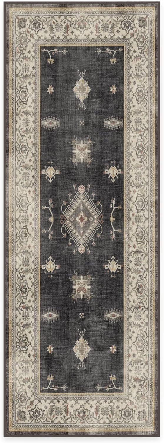 RUGGABLE Washable Vintage Runner Rug – Verena Dark Wood 2.5x7, Stain-Resistant, Non-Slip Hallwa... | Amazon (US)