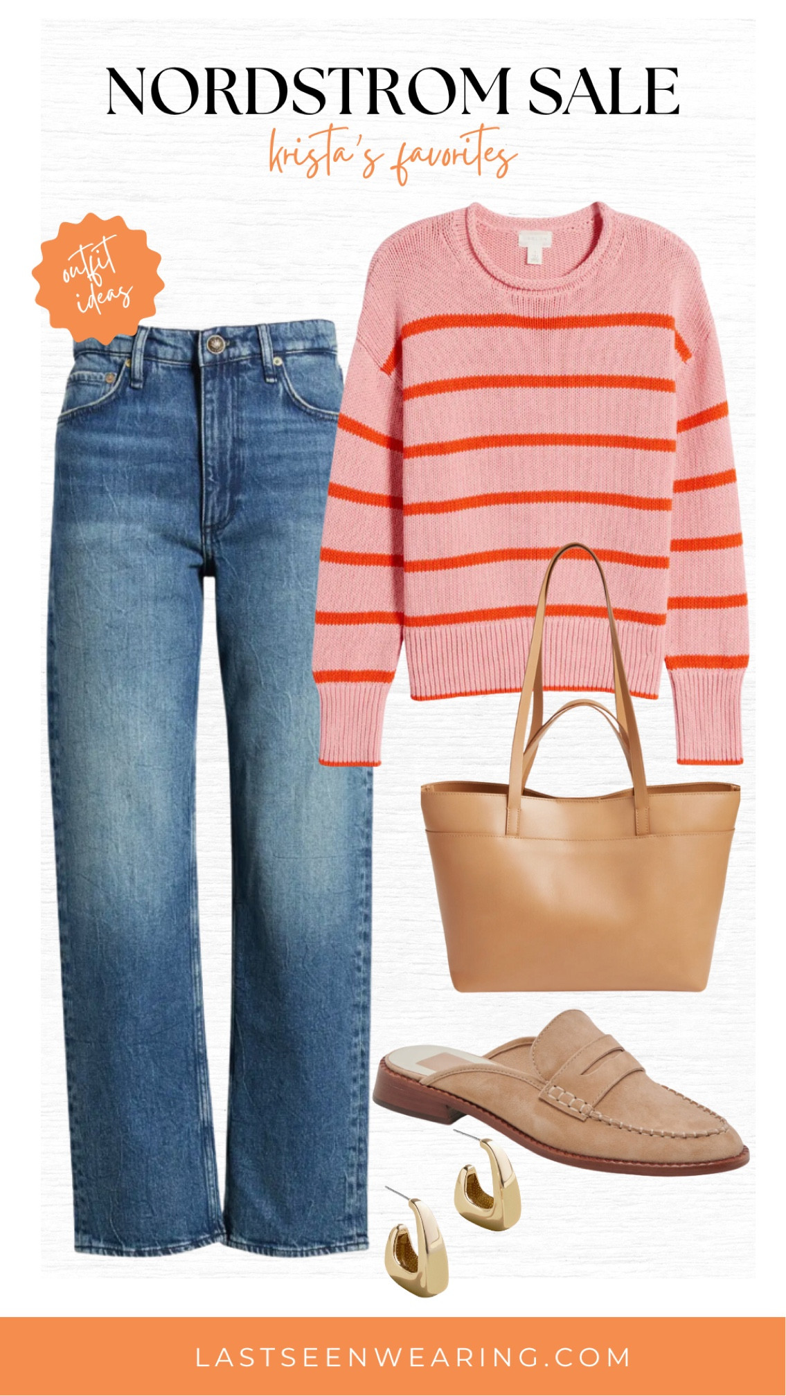 I love this outfit for anything from grabbing coffee to going out to a casual dinner! This pretty pink and red Calson roll neck sweater is a favorite from the sale and it’s under $50! It’s one of those pieces you can easily make an outfit out of. These jeans from rag & bone are a great wash and super versatile. Plus, they’re almost $100 off during the sale! 

A neutral loafer is one of my favorite shoes to wear during the transitional months. These from Dolce Vita come in this pretty camel suede color that are so easy to throw on. I finished this look with some gold hoops from Bauble Bar and this large tote from Madewell! (Tip: this Madewell tote makes a great Christmas or Back-To-School gift for the teachers in your life!)

#LTKxNSale #LTKSummerSales #LTKStyleTip