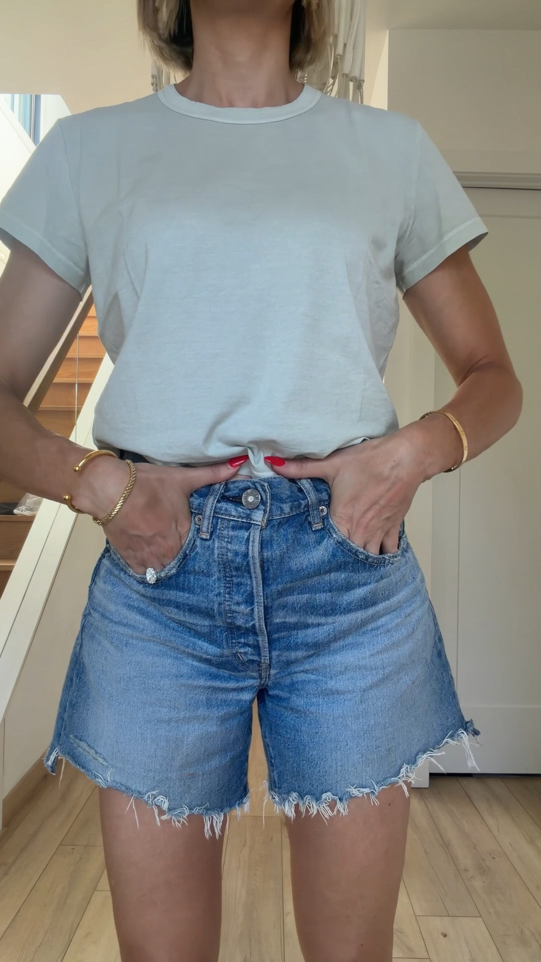 I wear these jean shorts about three times a week. They are my absolute favorite. I ordered a size down. I’m wearing size small/medium in the top ￼￼

#LTKootd #LTKdayinmylife #LTKOver40