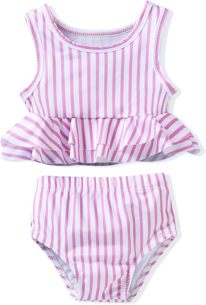 Aalizzwell Toddler Baby Girl Bathing Suit Two Piece Swimsuit Bikini Beach Wear | Amazon (US)