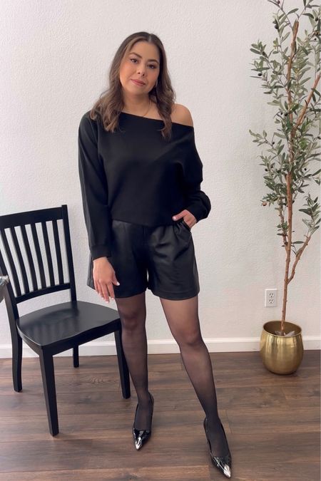 All black outfit, date night outfit, girls night outfit, faux leather shorts outfit

#LTKstyletip #LTKshoecrush #LTKFind