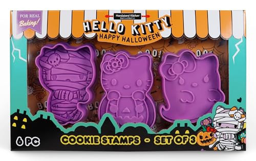 Handstand Kitchen Hello Kitty Halloween Cookie Cutter Stamp Set with Ghost, Mummy & Jack-O-Lantern Designs | Amazon (US)