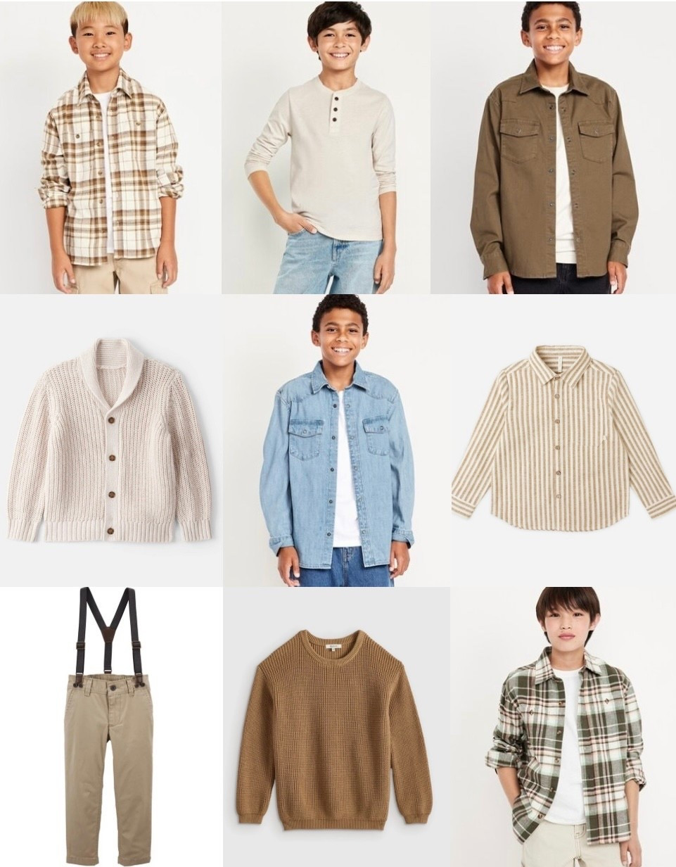 Boys looks for fall family photos - a mix of sweaters, layered button downs, flannel, and henleys.

#LTKKids #LTKBaby #LTKFamily
