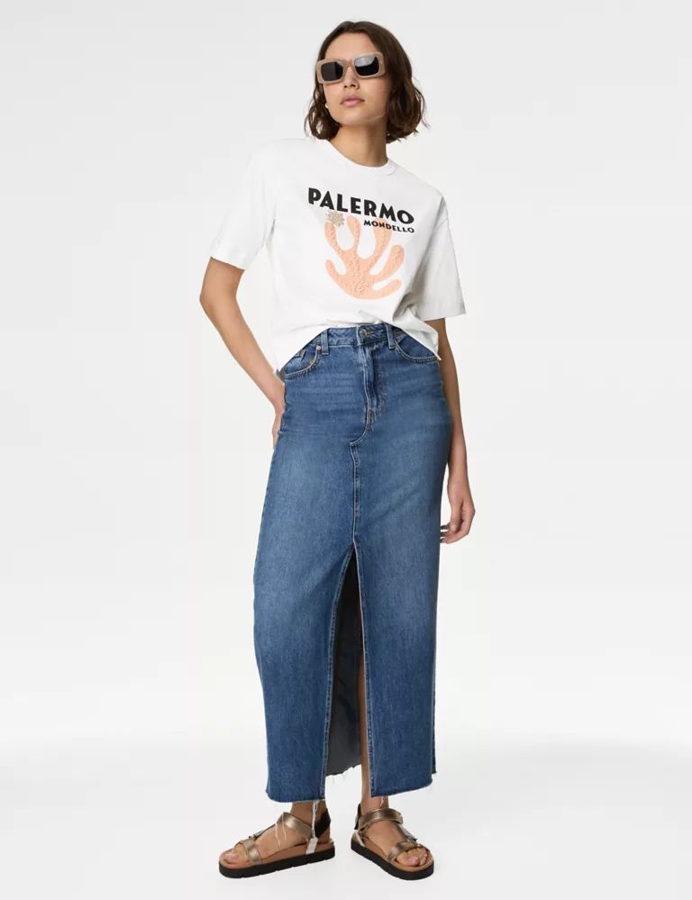 Pure Cotton Printed Oversized T-Shirt | Marks & Spencer (UK)