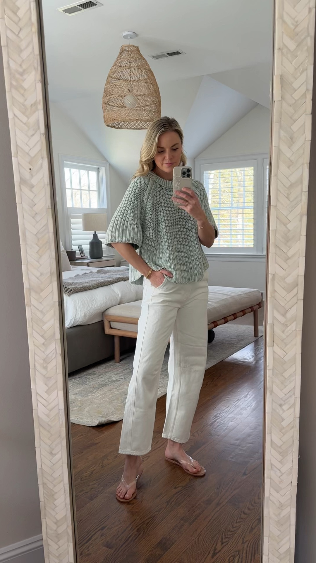 The perfect spring sweater 🌿 love the muted green color and it’s 100% cotton 
-small sweater, tts
-26R jeans, tts, I’m 5’5 (15% off with code STYLEDSNAPSHOTS)
-I’m a true 7.5 and wearing size 8 sandals (whole sizes only) 
-10mm earrings 

spring outfit, spring sweater, white denim, white jeans 


#LTKmomlife #LTKootd