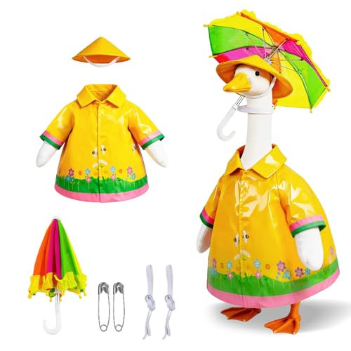 Joyxzacp Raincoat Porch Goose Outfits, Yellow Raincoats Costume with Umbrella for 23 Inch Lawn Goose, Yard Goose Clothes Rain Jacket Umbrella Hat Outfit for Patio Yard Decor (Raincoat) | Amazon (US)