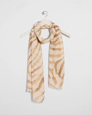 Women's Neutral Zebra Animal Print Oblong Scarf | Chico's | Chico's