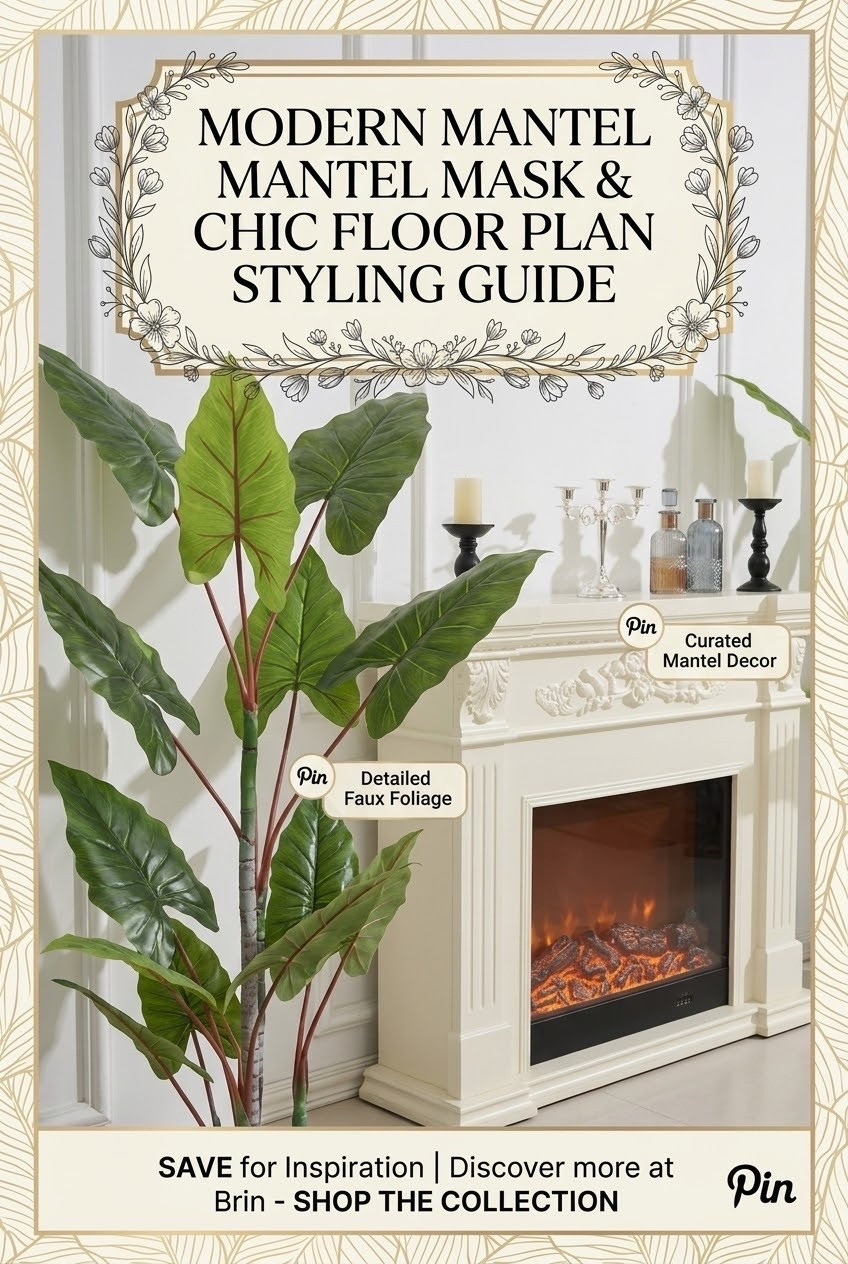 Transform your living space with a blend of classic elegance and natural vibes! Learn how to perfectly pair a decorative mantelpiece with bold faux greenery like this stunning artificial floor plant. Click through for more chic home decor inspiration. #HomeDecor #LivingRoomStyle #MantelDecor #FauxPlants #PinterestHome