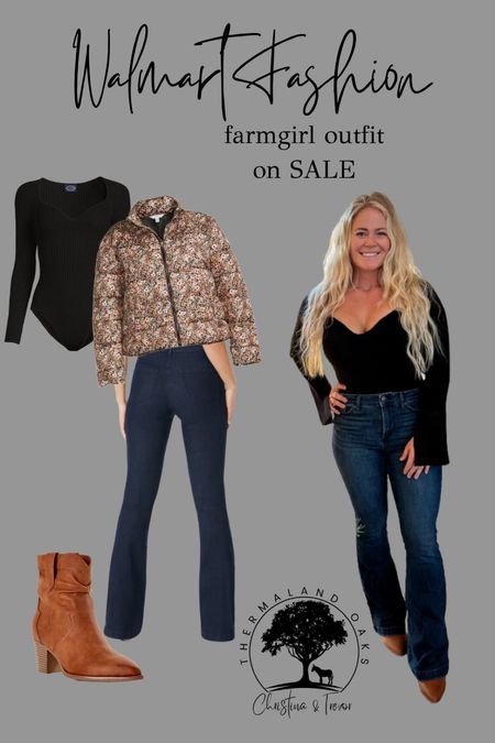 Farmgirl fashion! These high wasted jeans are beyond soft and comfortable! Also this body suit is beyond flattering on this mom body. I am wearing a medium 

 All from @walmartfashion #walmartfashion
#LTKHoliday#LTKstyletip#LTKSeasonal

#LTKunder50 #LTKstyletip #LTKcurves