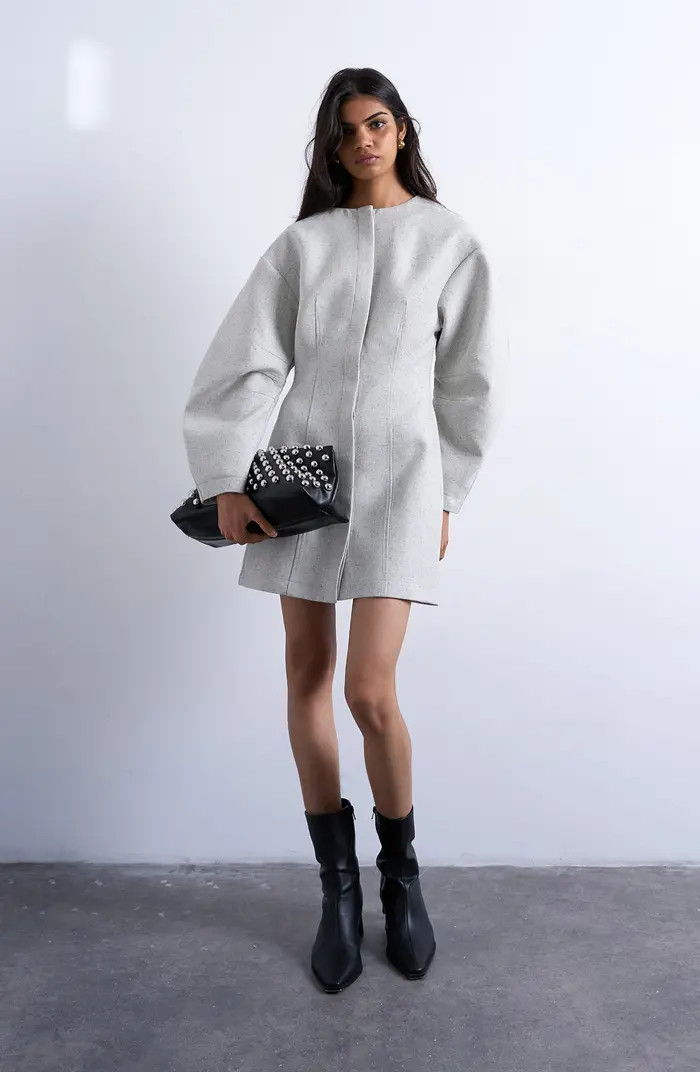 Structured Cocoon Long Sleeve Minidress | Nordstrom