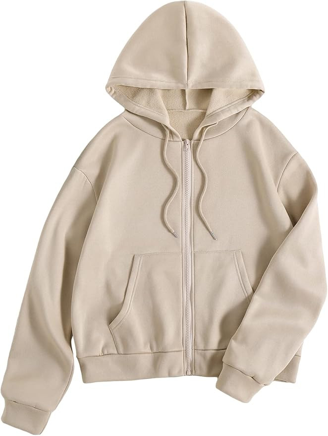 MAKEMECHIC Women's Casual Zip Up Thermal Hoodie Hooded Sweatshirt with Pockets | Amazon (US)