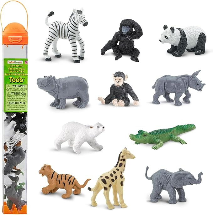 Safari Ltd. Zoo Babies TOOB - 11 Figurines: Zebra, Panda, Hippo, Chimpanzee, Rhino, Alligator, Go... | Amazon (US)