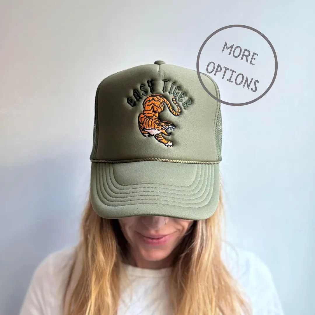Custom Embroidered Easy Tiger Trucker Hat Personalized Foam Front Cap Adult Size Unisex Gift for ... | Etsy (US)
