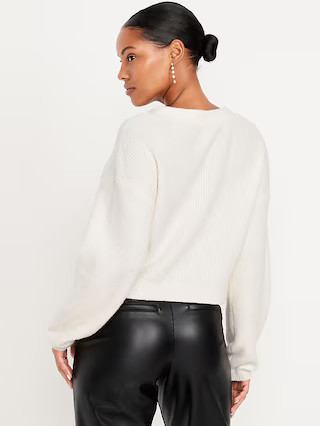 SoSoft V-Neck Bow-Front Cardigan Sweater | Old Navy (US)