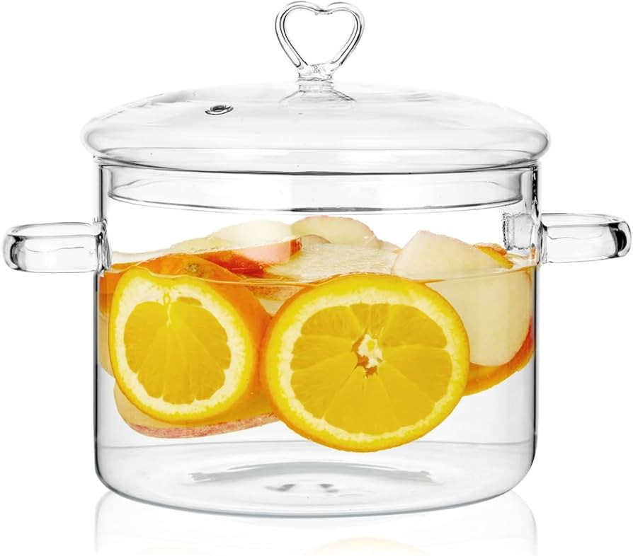 2L Clear Glass Cooking Pot with Heart Shape Lid,Simmer Pot for Stove Potpourri,Energy Conservatio... | Amazon (US)