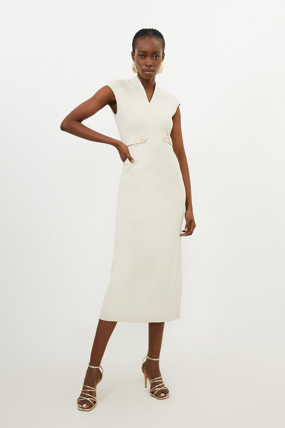 Ponte Belted Jersey Midi Dress | Karen Millen US