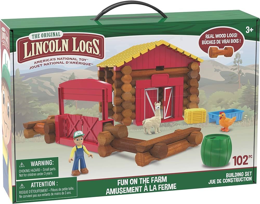 Amazon.com: LINCOLN LOGS – Fun On The Farm - 102 Parts - Real Wood Logs - Ages 3+ - Best Retro ... | Amazon (US)