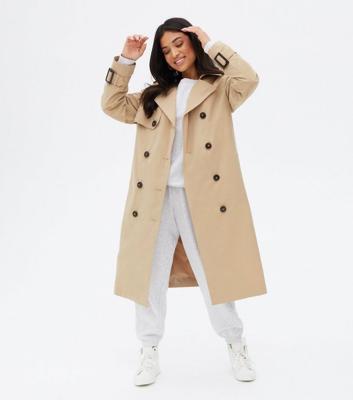 Petite Stone Puff Sleeve Belted Trench Coat
						
						Add to Saved Items
						Remove from Sav... | New Look (UK)