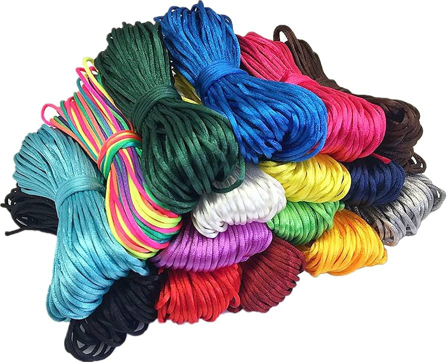 2mm Rattail String,Satin Nylon Trim Cord 16 Bundles 176 Yards Nylon Silk Cord for Jewelry Making ... | Amazon (US)