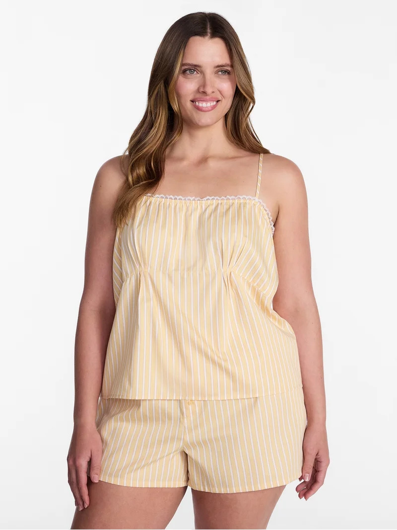Joyspun Women's Woven Poplin Sleep Cami Top, Sizes XS-3X | Walmart (US)