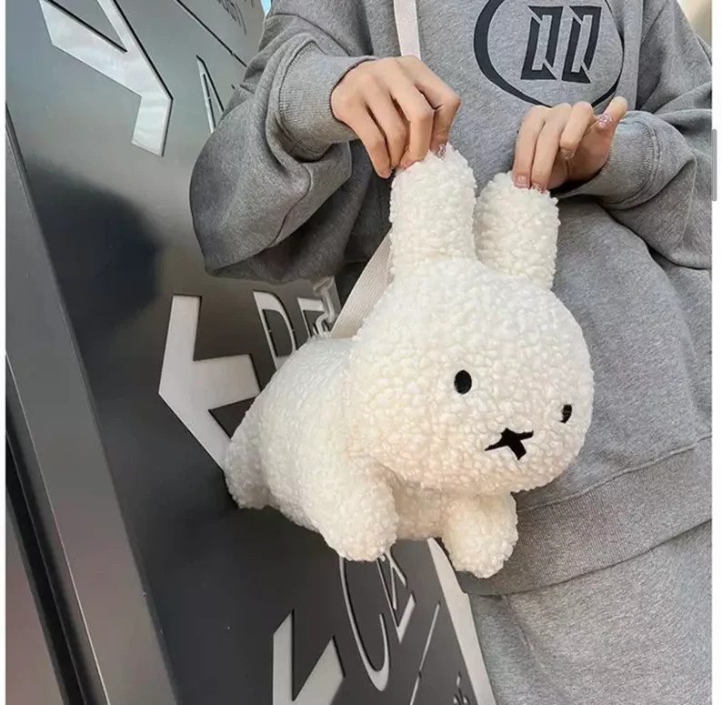 Miffy plushie teddy bag, miffy boucle bag, kids bag, fluffy bag, kawaii Japanese bag, bunny toy b... | Etsy (US)