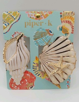 NEW Piper K Seashell Concha Starfish Cream Gold Colored Hair Claws Set Of 2  | eBay | eBay US