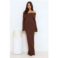 Simple Silhouettes Knit Off Shoulder Maxi Dress Brown | Hello Molly (US)