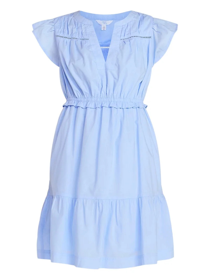 Time and Tru Women's Cotton Flutter Sleeve Mini Dress, Sizes XS-XXXL | Walmart (US)