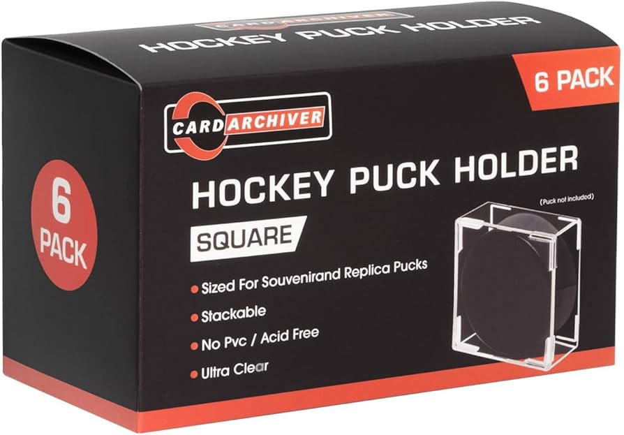 Cube Square Hockey Puck Display Cases - 6-Count Holder, 2-Piece Snap Clear Hockey Puck Display Bo... | Amazon (US)