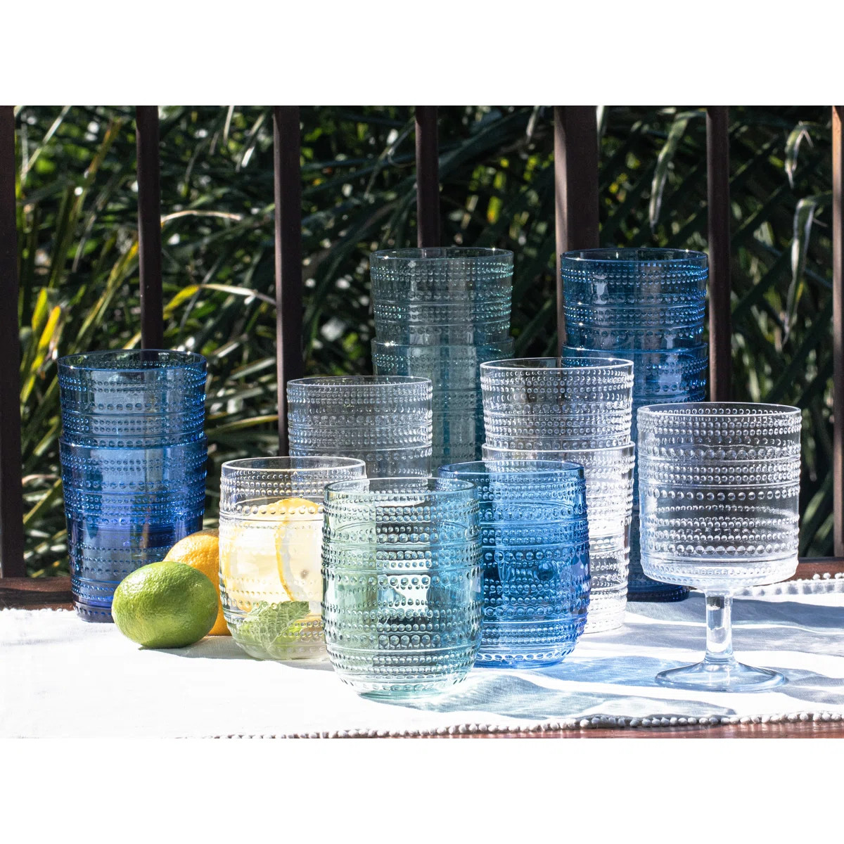 Coridon Beaded Acrylic Stemless Wine Glass - Sea Green - 15 oz (Set of 6) | Wayfair North America