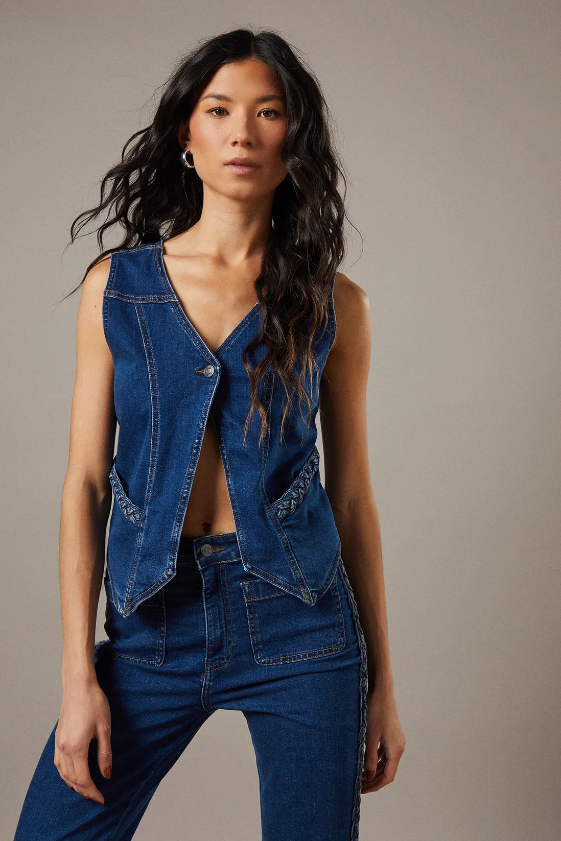 Tops | Button Front Denim Waistcoat Co-ord | Warehouse | Debenhams UK