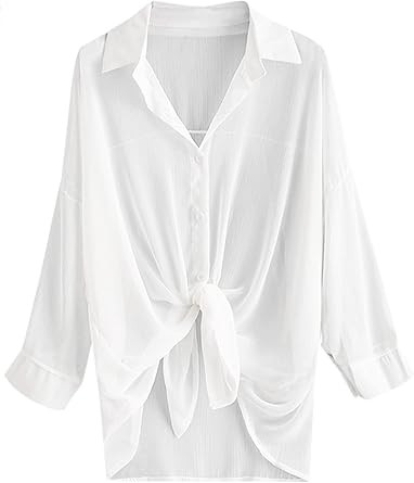 ZAFUL Traje de baño de playa para mujer, camisa para cubrir bikini, traje de baño, vestido de p... | Amazon (US)