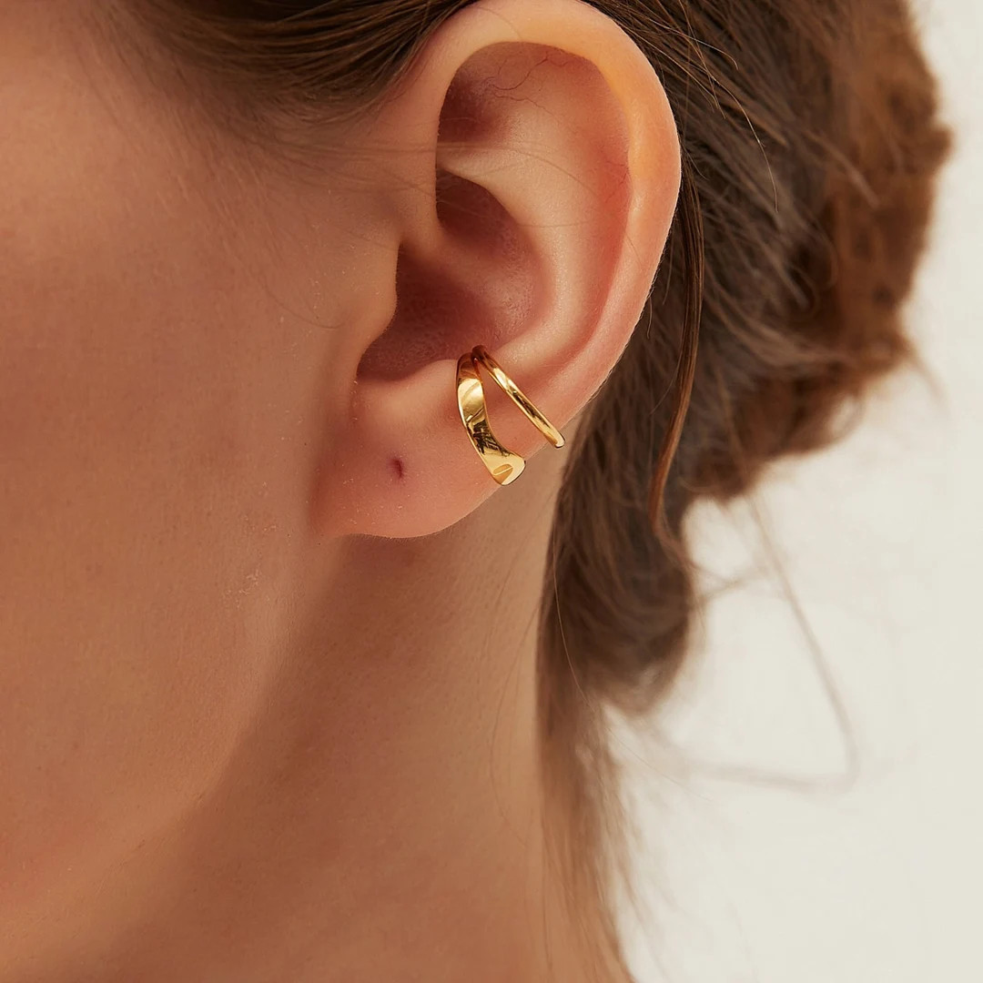 Dainty Double Strand Gold and Silver Non Piercing Ear Cuff - Etsy | Etsy (US)