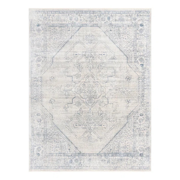 Alabama Power Loom Performance Blue/Beige/Ivory Rug | Wayfair North America