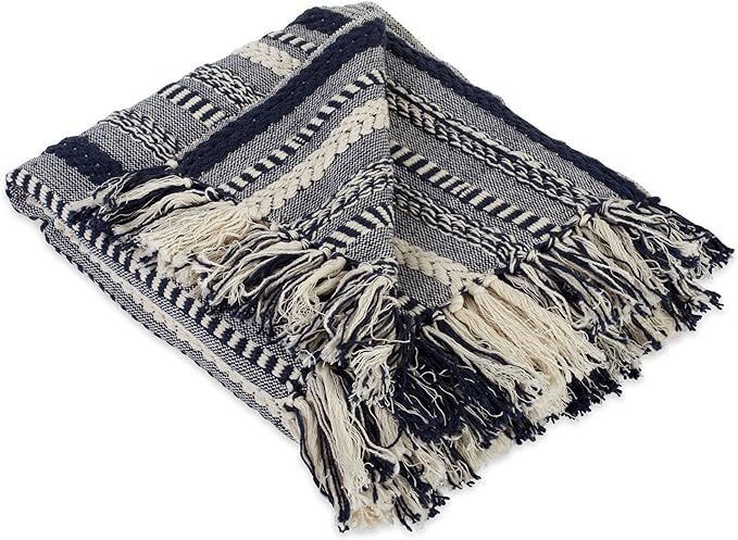 DII Farmhouse Cotton Stripe Blanket Throw with Fringe For Chair, Couch, Picnic, Camping, Beach, &... | Amazon (US)