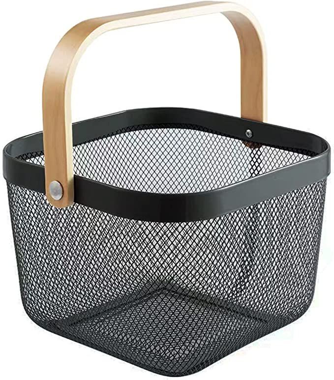 Amazon.com: AJIODA Metal Mesh Steel Basket, Storage Organizer Basket Multi-functional Hanging Kit... | Amazon (US)