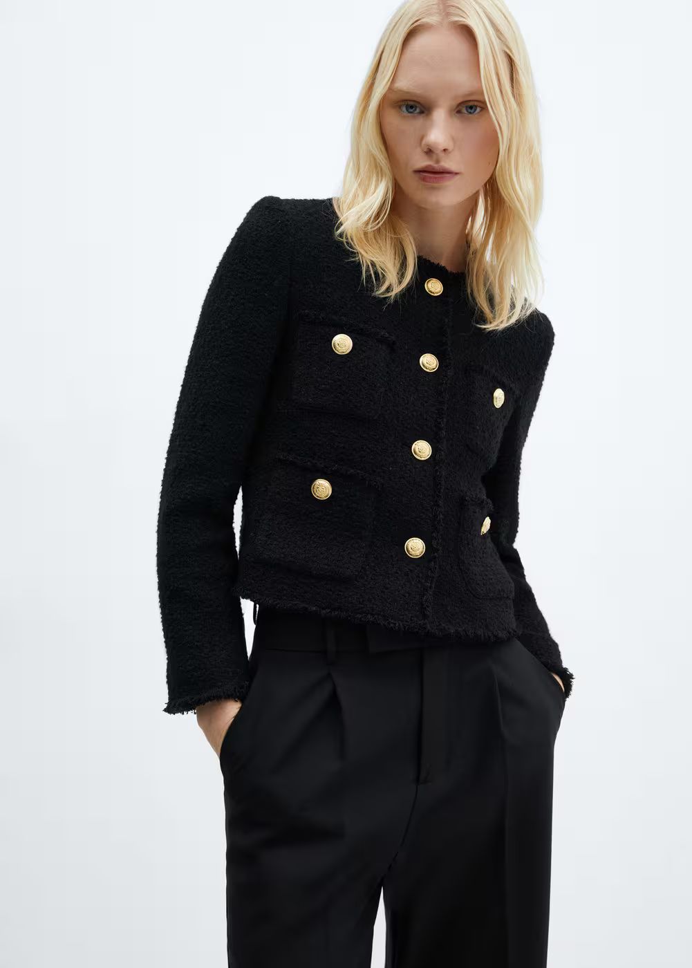 Pocket tweed jacket -  Women | Mango United Kingdom | MANGO (UK)