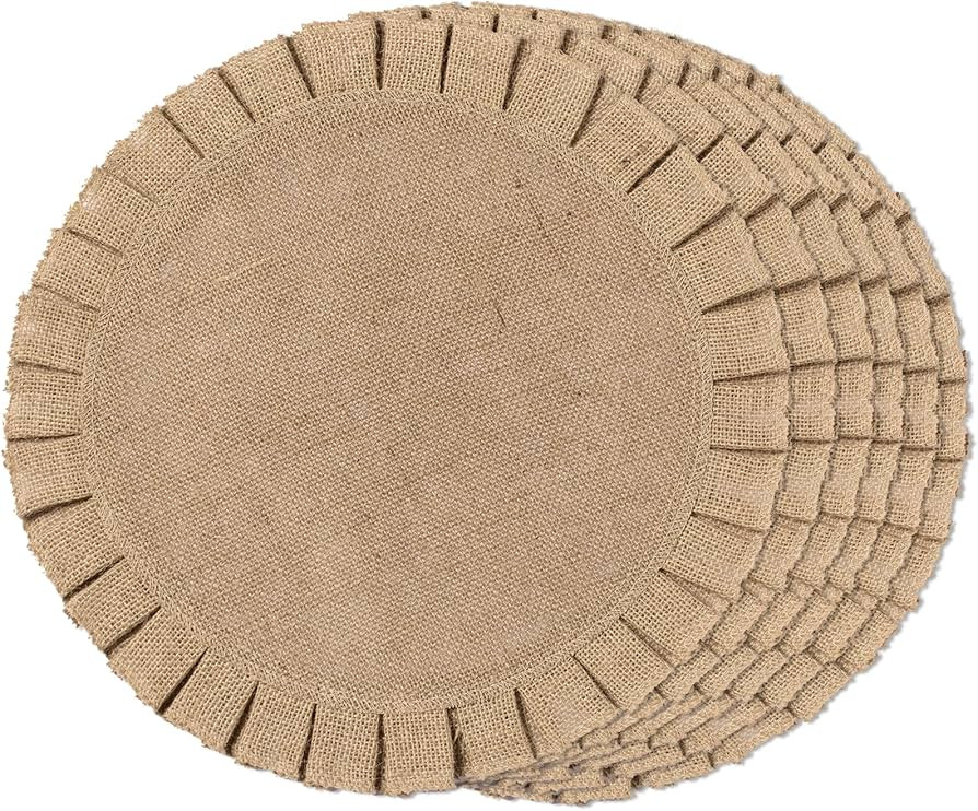 FunWheat Burlap Round Braided Placemats Set of 6 for Dining Tables 15 Inch Heat Resistant Jute Table | Amazon (US)