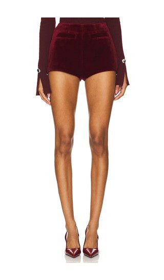 Scarlett Velvet Short in Burgundy | Revolve Clothing (Global)
