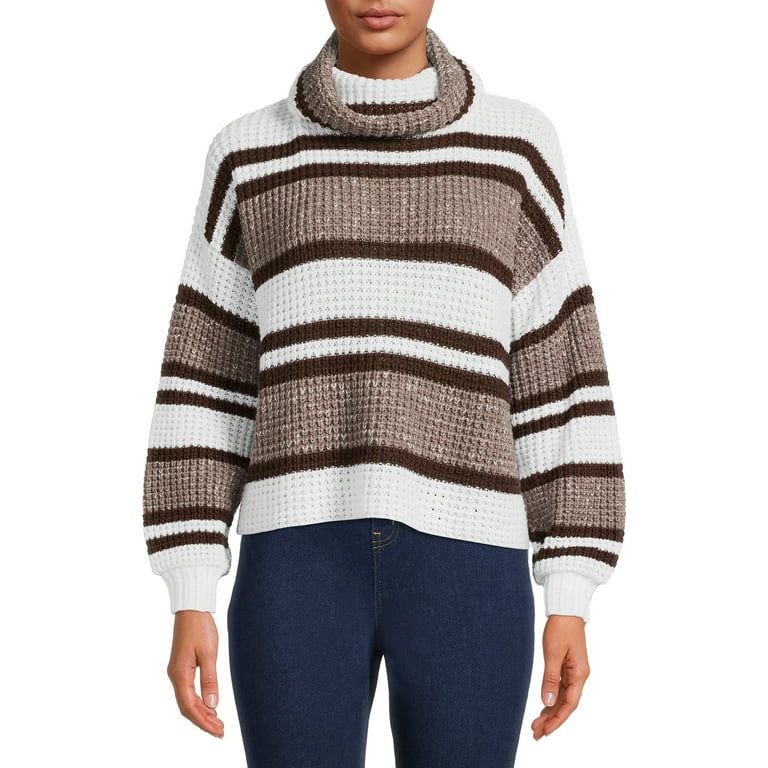 Time and Tru Women's Stripe Thermal Sweater | Walmart (US)