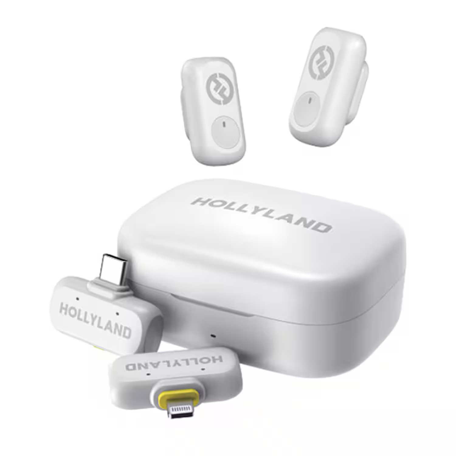 HOLLYLAND - LARK A1 Combo 2-Person Wireless Microphone System with USB-C and Lightning Connectors for Mobile Devices - White | Best Buy U.S.