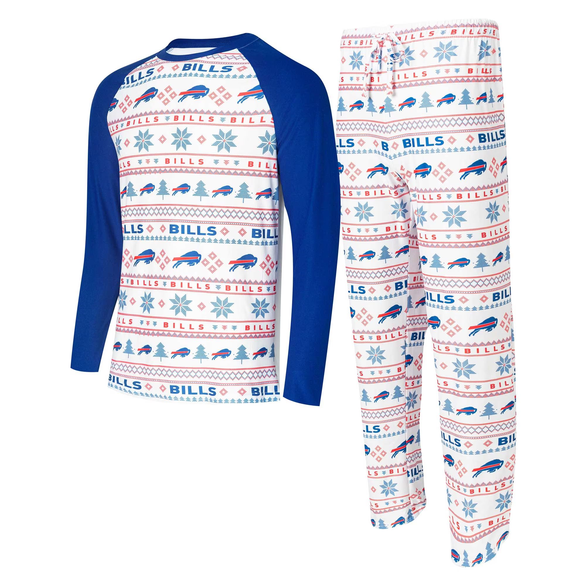 Men's Buffalo Bills Concepts Sport White/Royal Tinsel Raglan Long Sleeve T-Shirt & Pants Sleep S... | NFL Shop