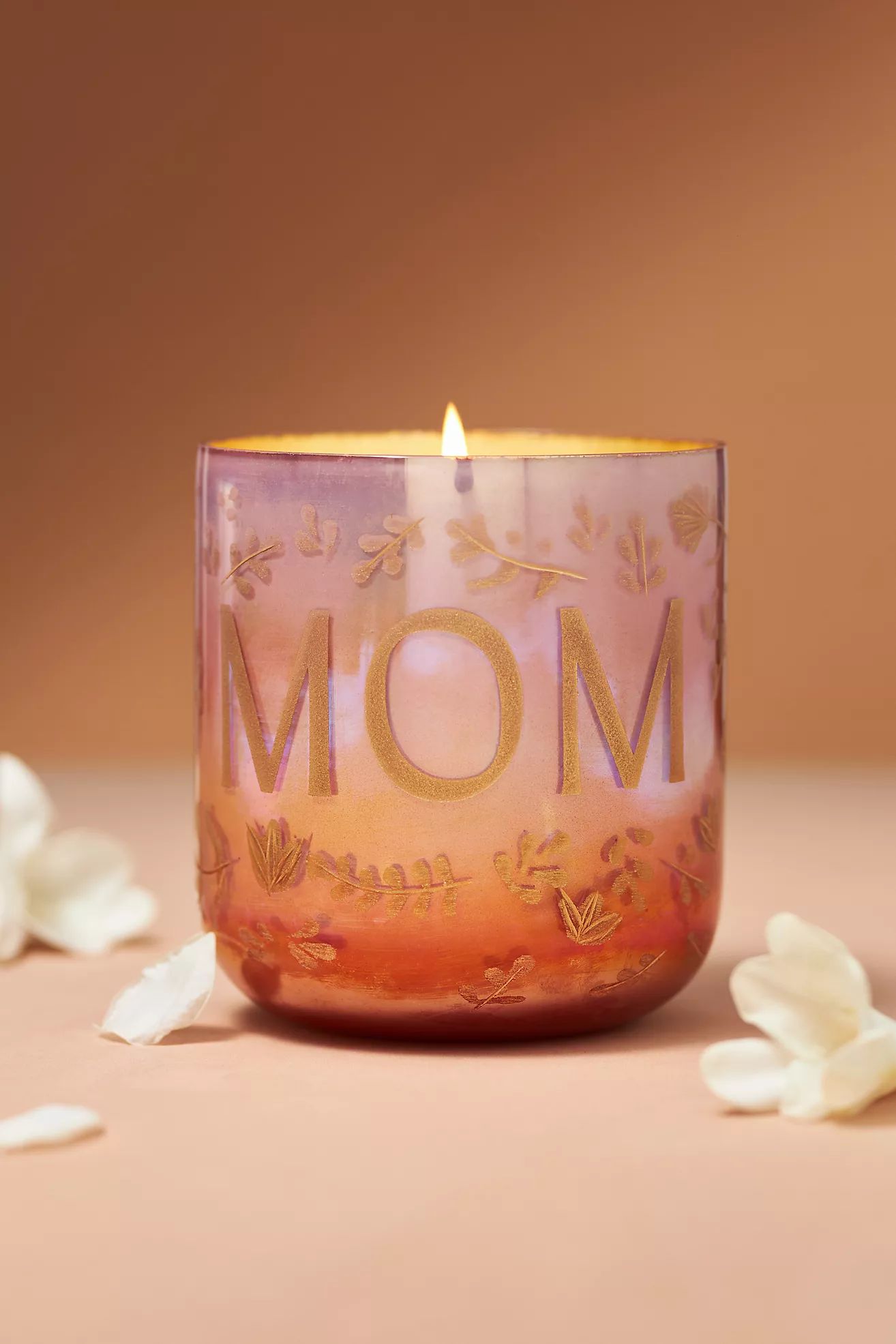 Ombre Monogram "Mom" Floral Night Gardenia Candle | Anthropologie (US)