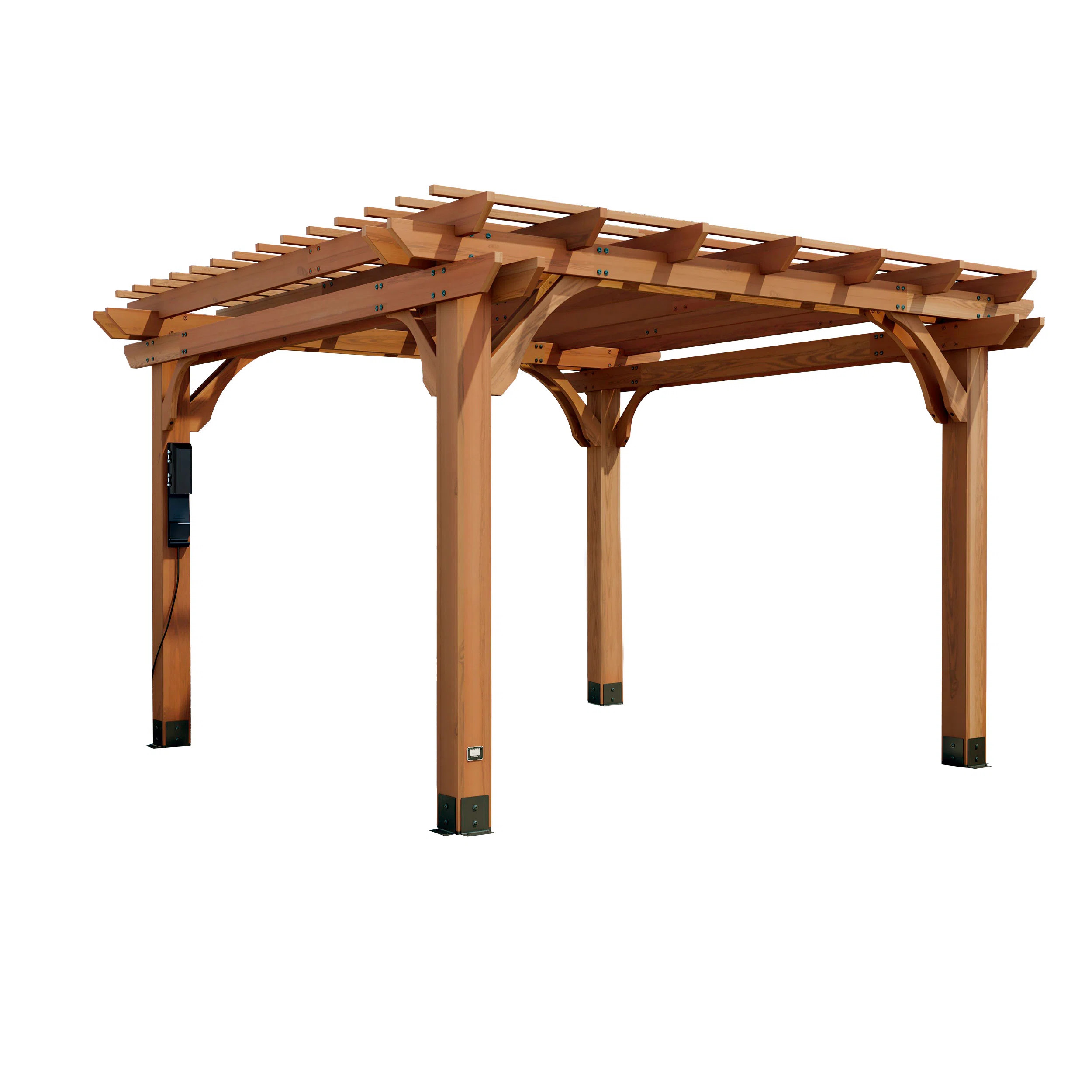 Backyard Discovery Beaumont 12' x 12' Cedar Wood Outdoor Patio Pergola Kit with Trellis Roof and ... | Wayfair North America