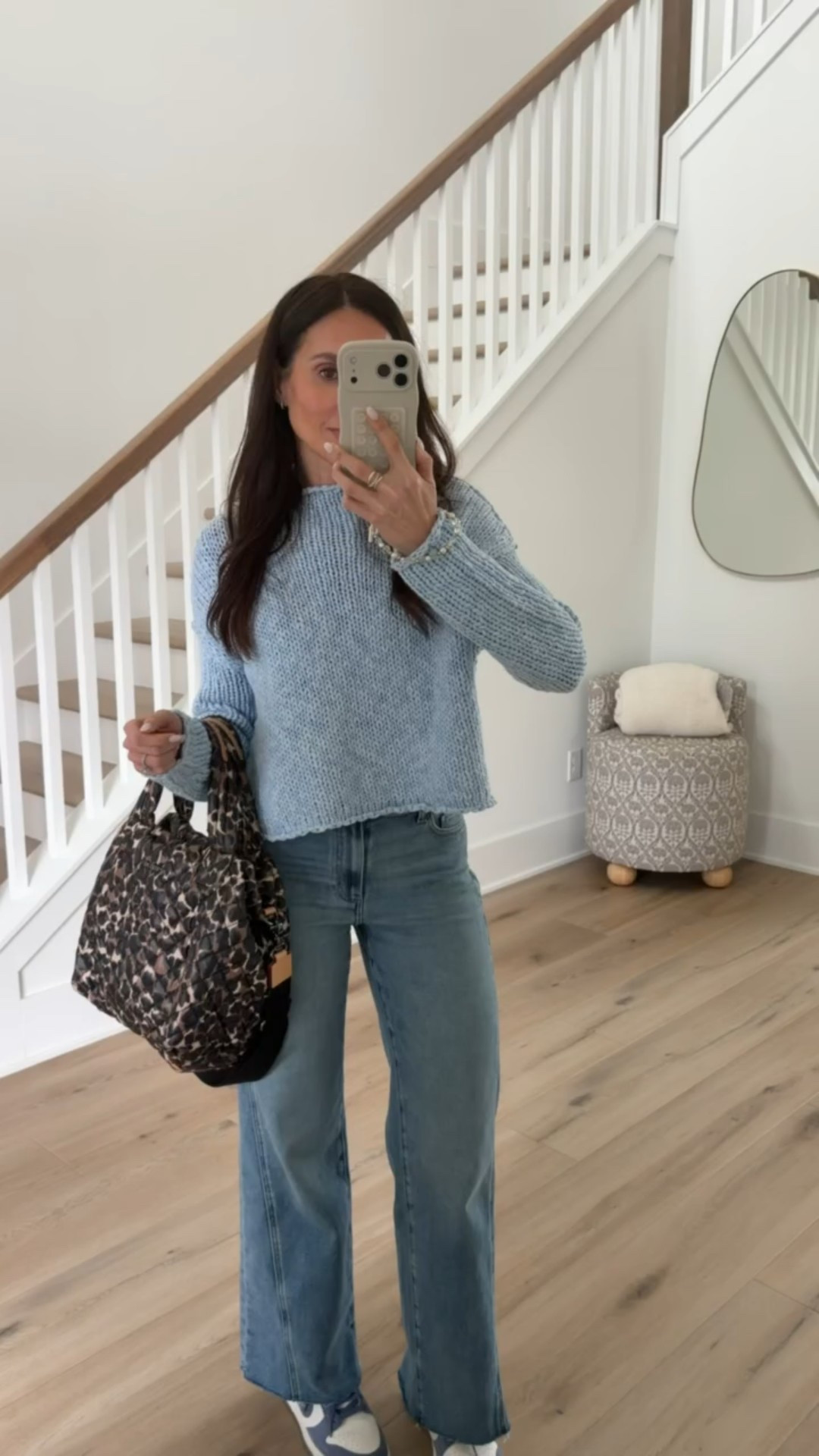 Today’s outfit, xs in sweater. 25 in jeans 

baby blue color trend, pastel colors, spring outfit ideas, leopard print bag, MZ Wallace bag, annabrstyle.



#LTKOver40 #LTKFindsUnder100