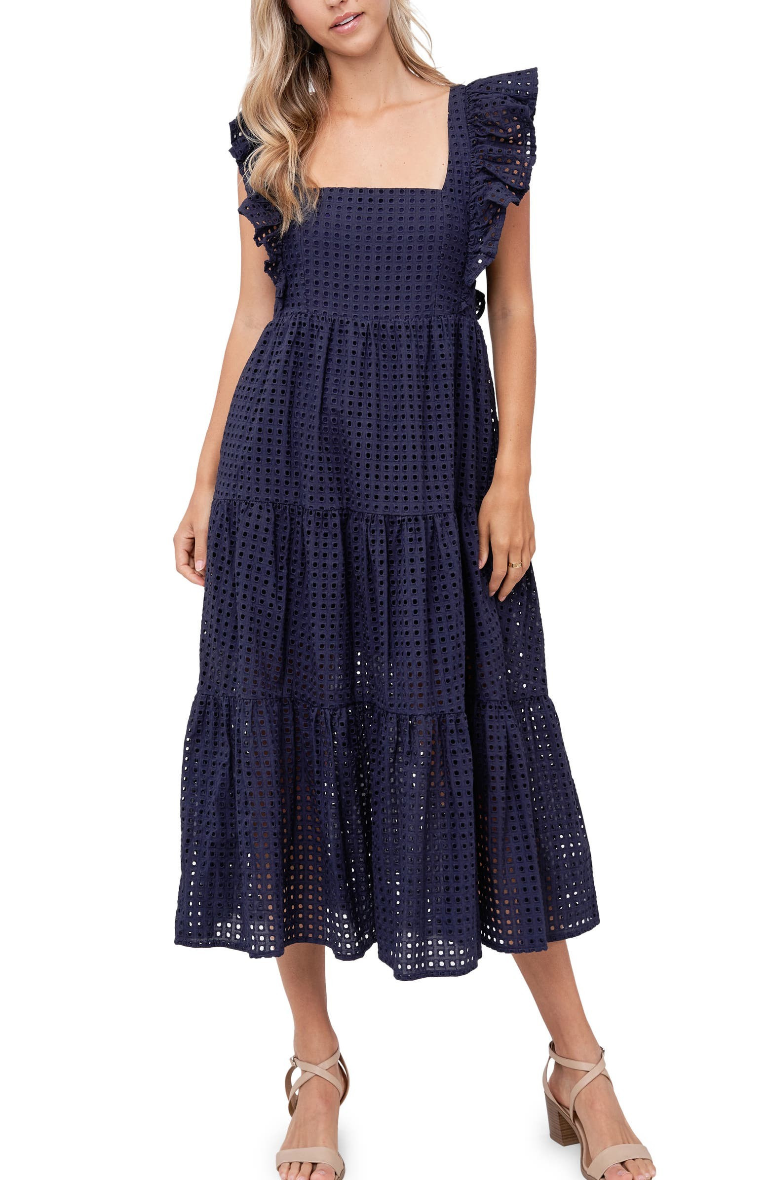 Tiered Ruffle Cap Sleeve Midi Dress | Nordstrom